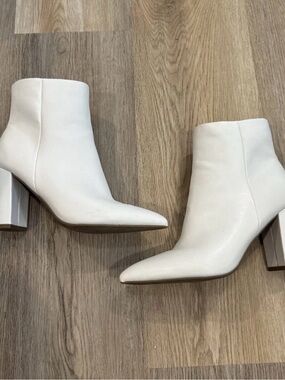 Marc Fisher Women's Cream Vegan Heeled Boots Size 6